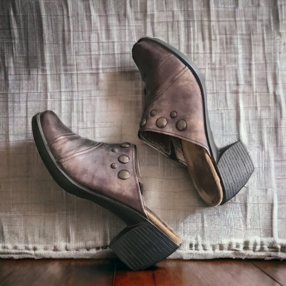 ROMIKA Skyward Clogs Mules 37 7 Metallic Bronze Leather Studded Euro Comfort - Picture 12 of 16